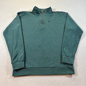 Abercrombie Kids Boys‎ 15/16 Relaxed Fit Quarter Zip Pullover Teal Cozy Warm
